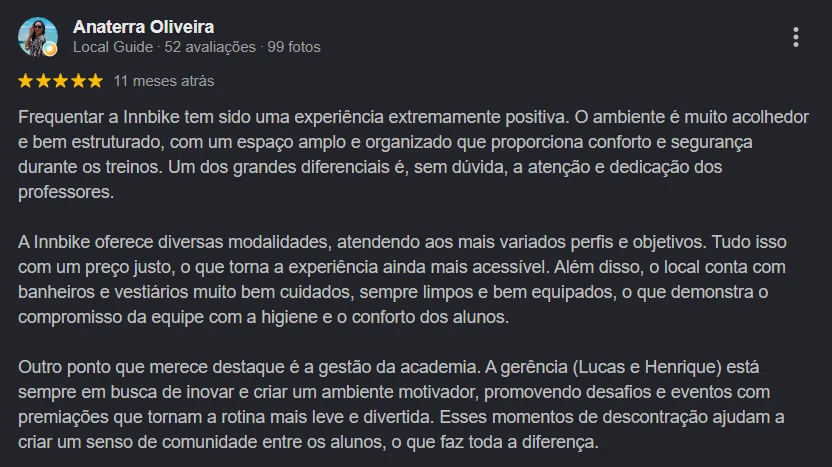 Avaliação de Anaterra Oliveira