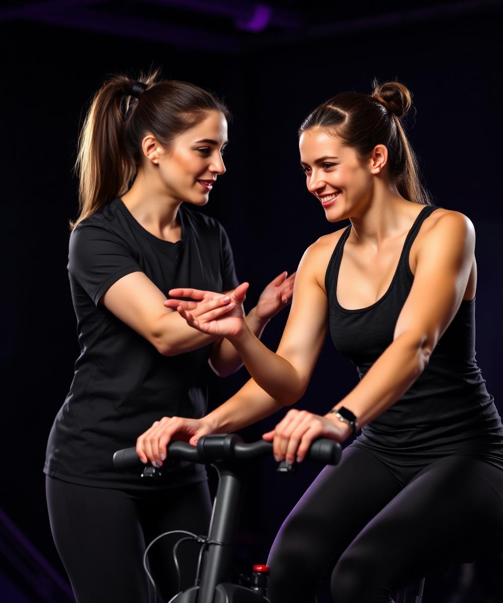 Professora InnBike acompanhando aluna
